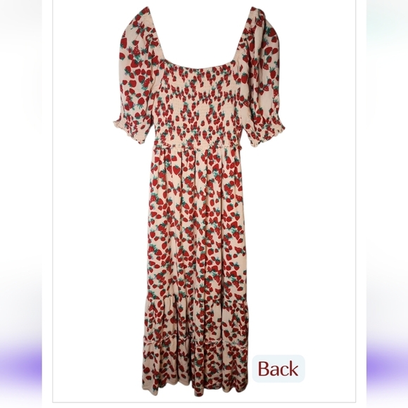 Betsey Johnson Strawberry Field Prairie Lined Maxi Dress Women Small Cottagecore - Picture 6 of 12